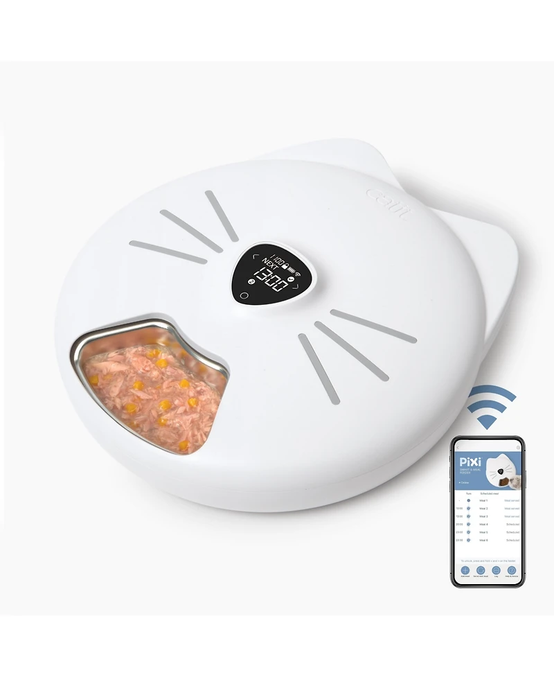 Catit Pixi Smart 6-Meal Feeder,Stainless