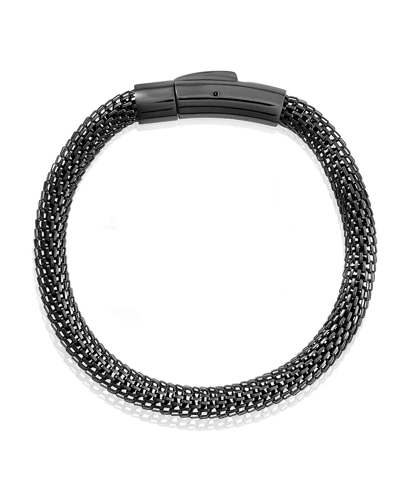 Invicta Men's Black Plated Steel Mesh Chain Bracelet (6mm) - 8