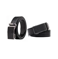 Men's Genuine Leather Crocodile Design Dress Belt with Automatic Buckle
