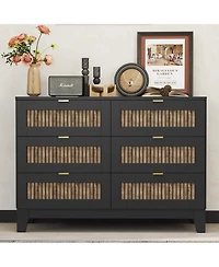 Streamdale Furniture Rustic Dresser with 6 Drawers and Metal Handles