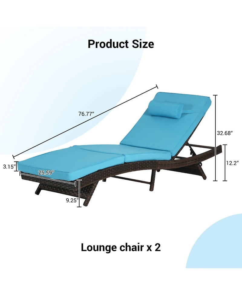 Streamdale Furniture Outdoor Wicker Reclining Lounge Chairs (Set of 2) - Beach, Pool, Garden