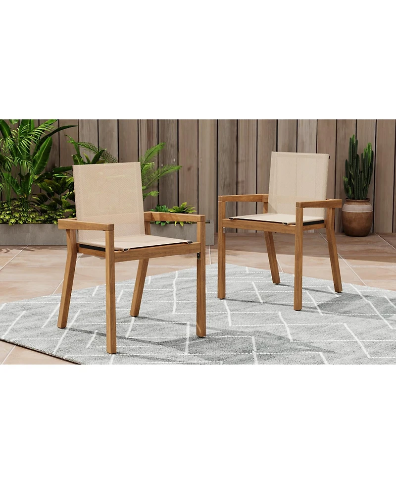Streamdale Acacia Wood & Mesh Outdoor Dining Chairs (Set of 2)