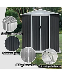 Streamdale Furniture Apex Roof Waterproof Bike Storage Shed (6'x9') - Grey