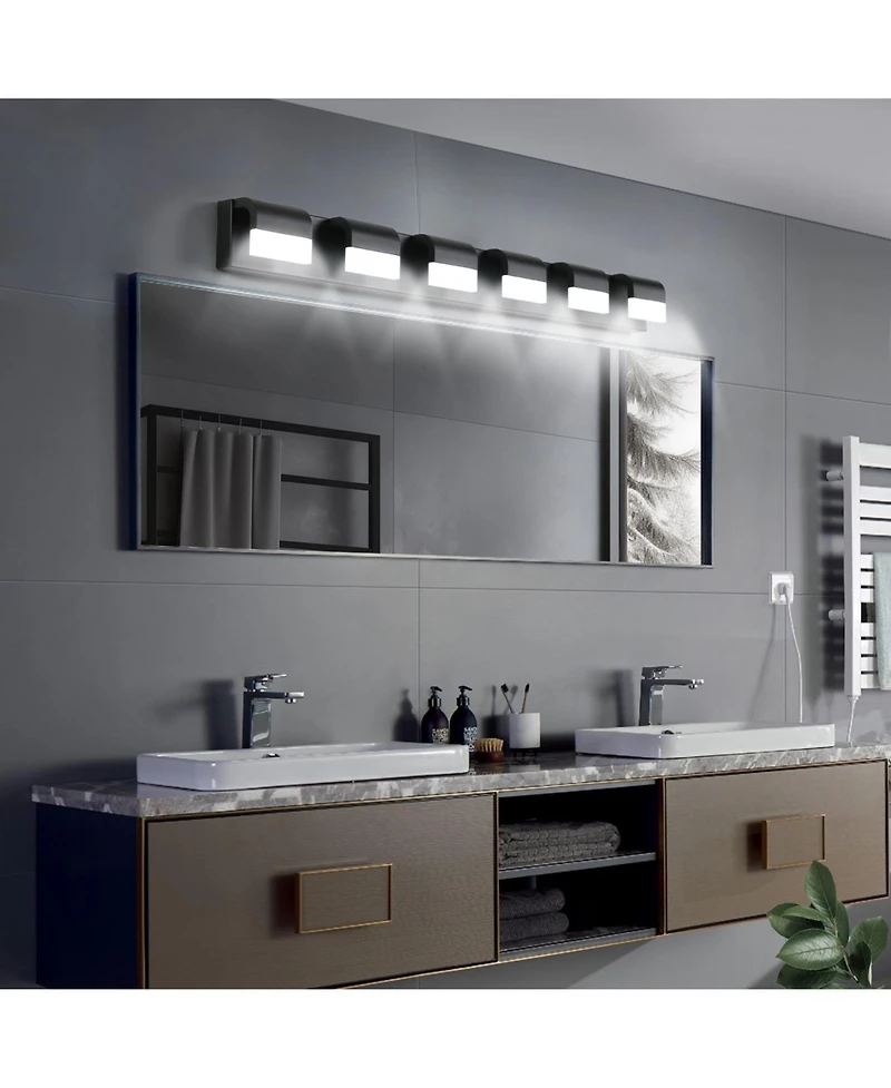 Streamdale Furniture Modern Bathroom Vanity Lighting 6-Light Led Vanity Lights Over Mirror Bath Wall Lighting