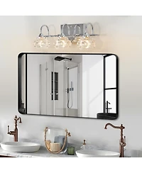 Streamdale Furniture Streamdale Brushed Nickel Finish Vintage Crystal Vanity Light - Elegant 3-Light Bathroom Mirror Fixture with Clear Glass Shades