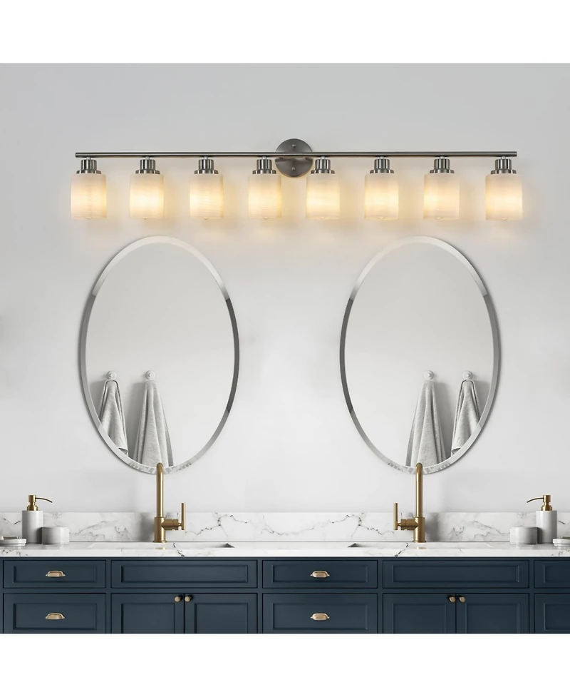 Streamdale Brushed Nickel Vanity Wall Sconce with Frosted Glass Shades for Bathrooms (Bulbs Not Included)
