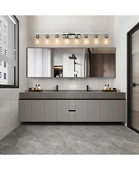 Streamdale Modern 8-Light Brushed Nickel Vanity Light with Clear Glass