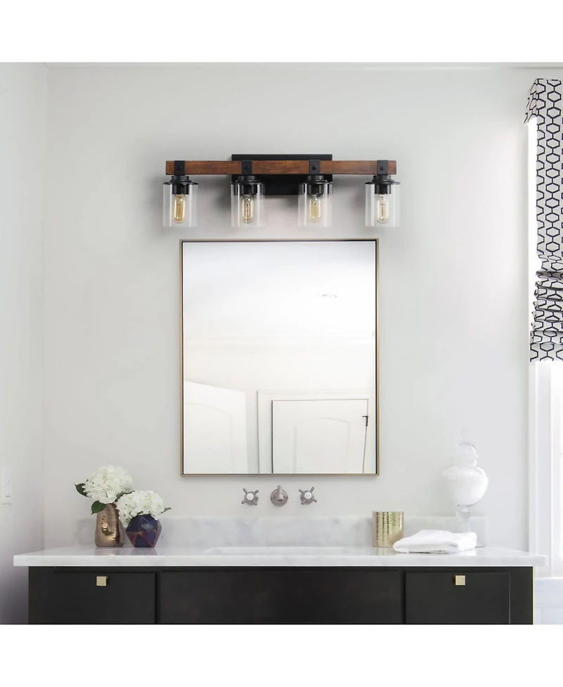 Streamdale Furniture 4-Lights Farmhouse Vanity Lights Fixture Rustic Bathroom Light Fixture Bathroom Sconce (No Bulbs)