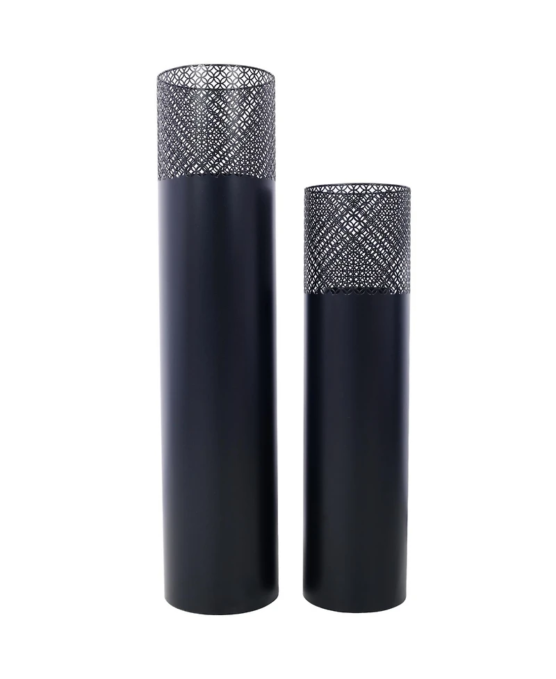 Streamdale Furniture Industrial Decorative Lantern Columns (Set of 2) with Candles