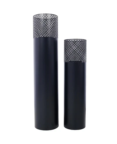 Streamdale Furniture Industrial Decorative Lantern Columns (Set of 2) with Candles
