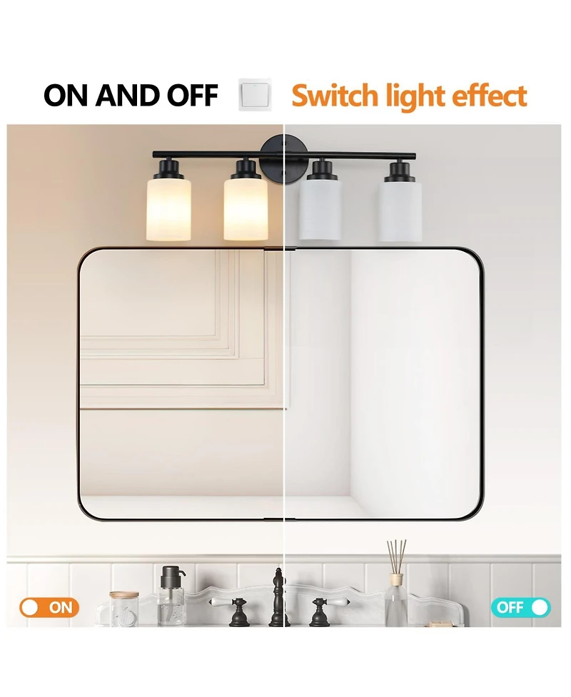 Streamdale 4-Light Vanity Mirror Light with Frosted Glass and Black Frame