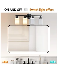 Streamdale 4-Light Vanity Mirror Light with Frosted Glass and Black Frame