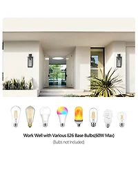 Streamdale Modern Wall Lanterns, Black Metal, Ambient Sensors, Weatherproof Wall Sconces (Set of 2)