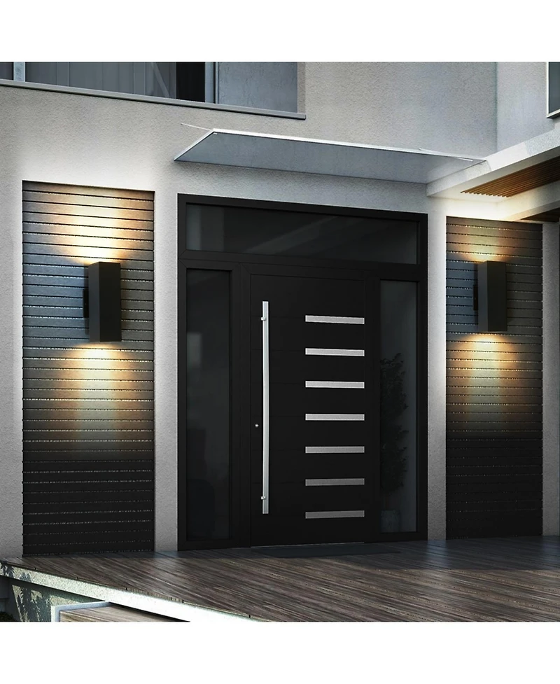 Streamdale Furniture Black Aluminum Outdoor Wall Sconce (2-Pack), Weatherproof Modern Wall Light