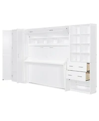 Streamdale Furniture Full Size Murphy Bed Wall Bed with Closet Drawers and Shelves