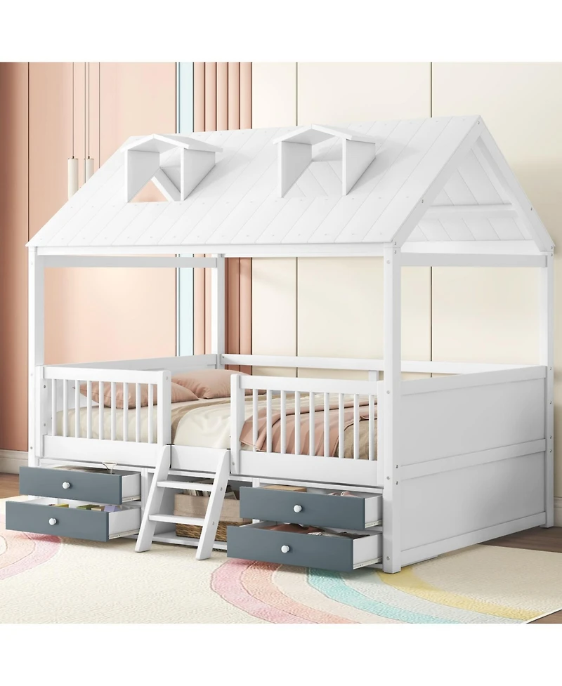 Streamdale Furniture Full Size Wood Bed House Bed Frame