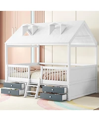 Streamdale Furniture Full Size Wood Bed House Bed Frame