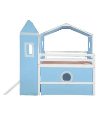 Streamdale Furniture Full Size Loft Bed with Slide Tent and Tower