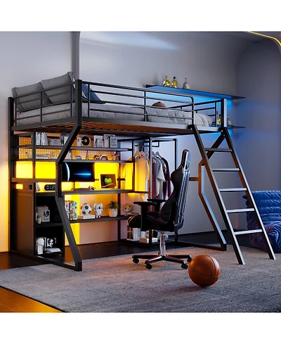 Streamdale Furniture Gaming Loft Bed with Work Station & Storage