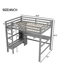 Streamdale Furniture Full Size Loft Bed with Multifunction Shelves and Under-bed Desk