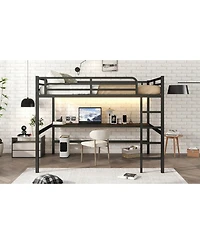 Streamdale Furniture Queen Loft Bed with Outlet & Led - Black