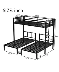Streamdale Furniture Triple Twin Bunk Bed - Black