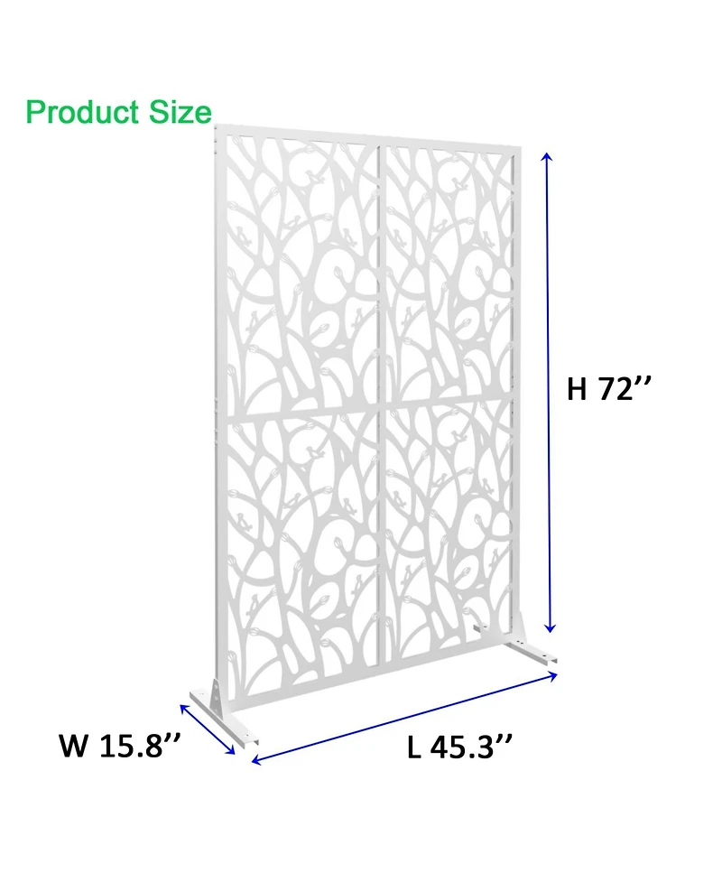 Streamdale Furniture White Bird Metal Privacy Screen 3.8x6ft