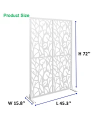 Streamdale Furniture White Bird Metal Privacy Screen 3.8x6ft
