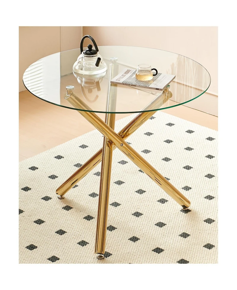Streamdale Furniture Mid-Century Glass Top Dining Set