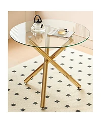 Streamdale Furniture Mid-Century Glass Top Dining Set