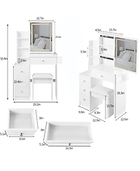 Streamdale Furniture Led Mirror Vanity Table with Stool & Power