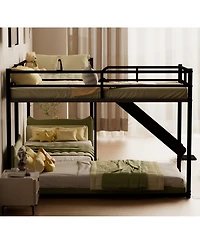 Streamdale Furniture L-Shaped Bunk Bed with Slide and Short Ladder Black