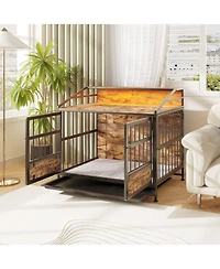 Streamdale Furniture Wooden Dog Crate Furniture with Storage - Brown