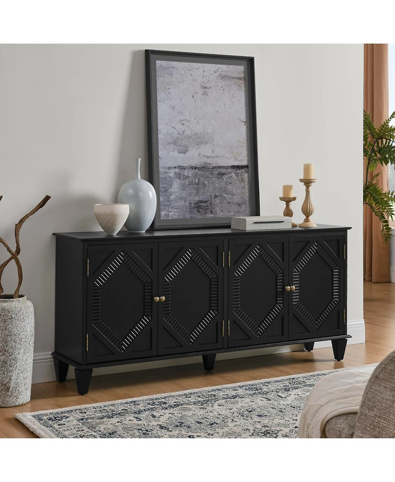 Streamdale Furniture Mid Century Modern Sideboard Buffet Cabinet - Black