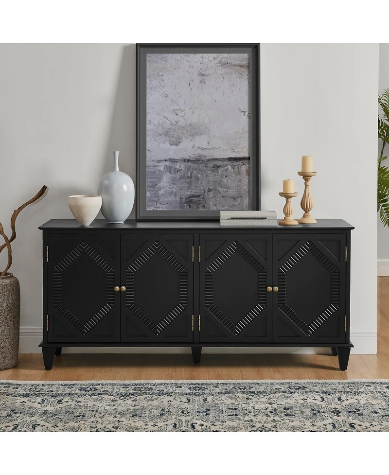 Streamdale Furniture Mid Century Modern Sideboard Buffet Cabinet - Black