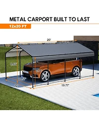 Streamdale Furniture 12x20 Metal Carport - Heavy Duty Car Shelter