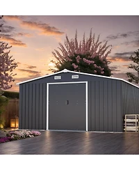 Streamdale Furniture Campcraft 10x12ft Steel Storage Shed w/ Windows - 2 Colors
