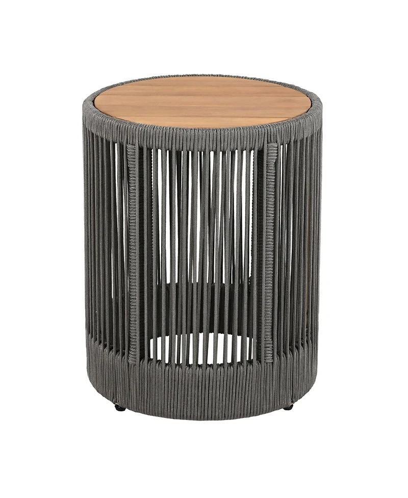 Streamdale Rattan Rope & Acacia Wood Side Table - Weather Resistant