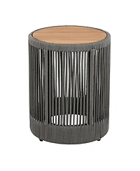 Streamdale Rattan Rope & Acacia Wood Side Table - Weather Resistant