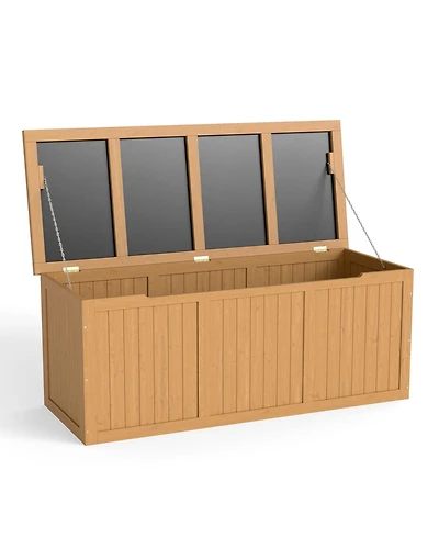 Streamdale 112 Gallon Wooden Deck Box - Outdoor Storage, Seat & Table Top