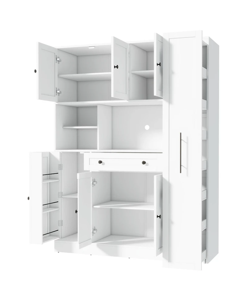 Streamdale White Buffet with Hutch & Pull-Out Side Cabinet