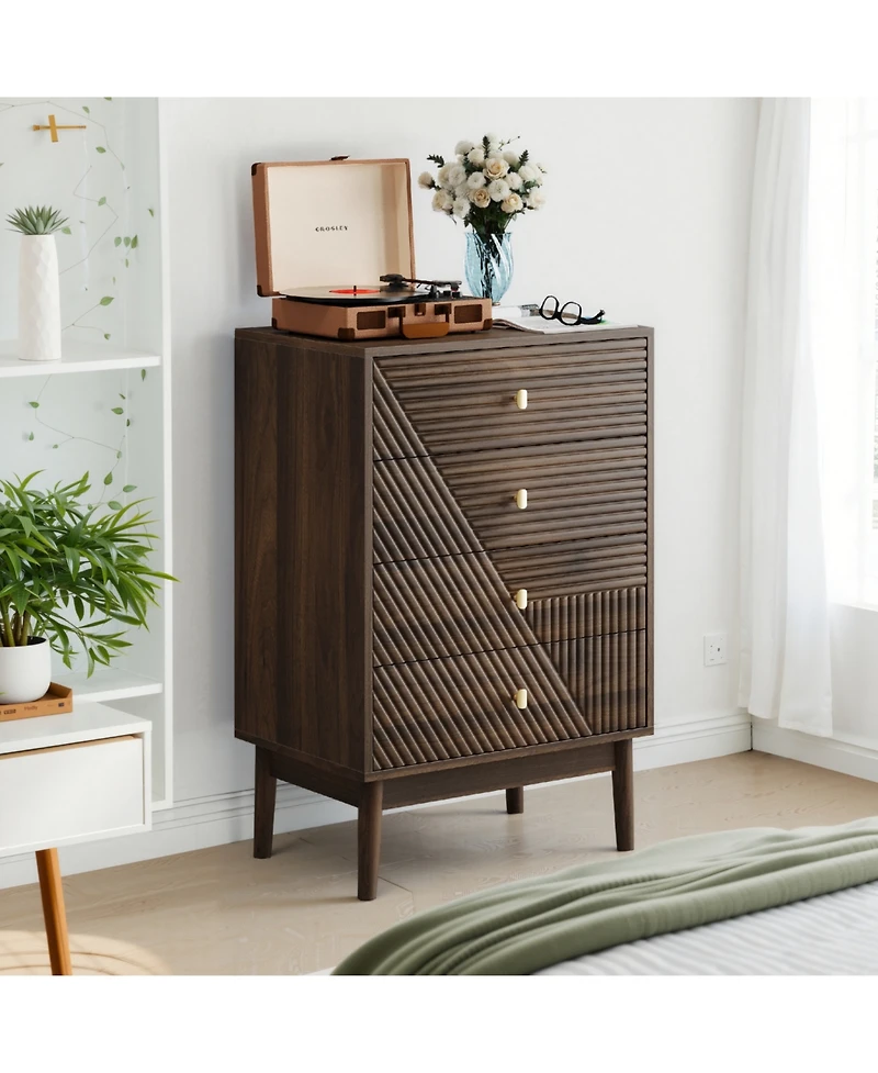 Streamdale Furniture Modern 4-Drawer Dresser - Walnut