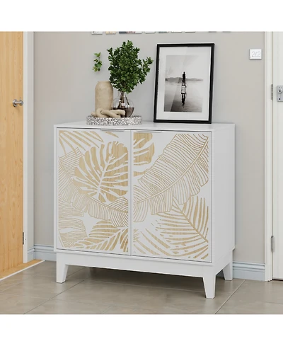 Streamdale Furniture 31.5" Vintage Carved Buffet Cabinet, 2 Doors, Adjustable Shelves