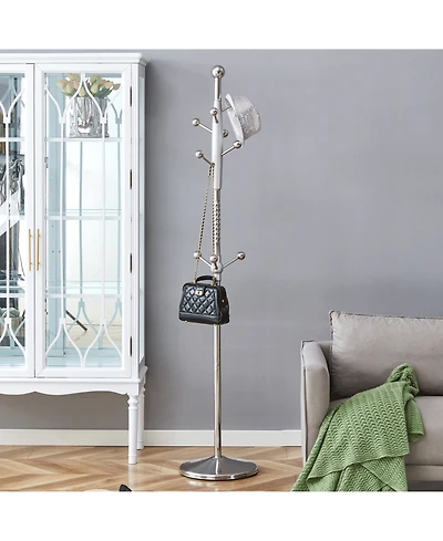 Streamdale Furniture Modern Silver & Gold Coat Rack - 72 Inch, Detachable Bracket