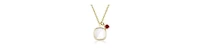 GiGiGirl 14K Gold Plated with Mother Of Pearl & Red Cubic Zirconial Necklace For Kids