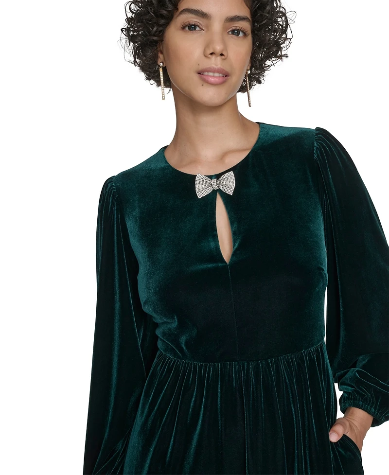 Jessica Howard Petite Balloon Sleeve Jewel Neck Dress