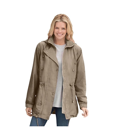 Woman Within Plus Fleece-Lined Taslon Anorak