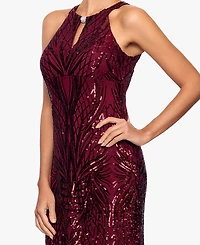B&A By Betsy and Adam Petite Halter Neck Sequin Dress