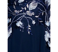 Betsy & Adam Petite A-Line Embroidered Dress