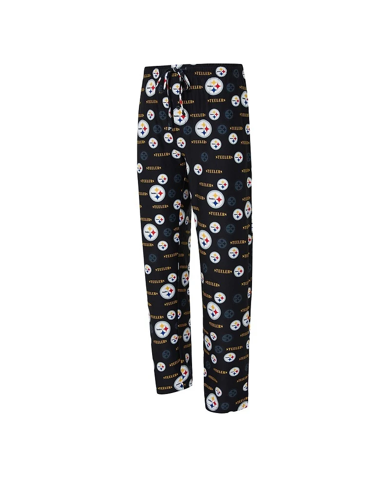 Concepts Sport Men's Black Pittsburgh Steelers Mosaic All Over Print Pants